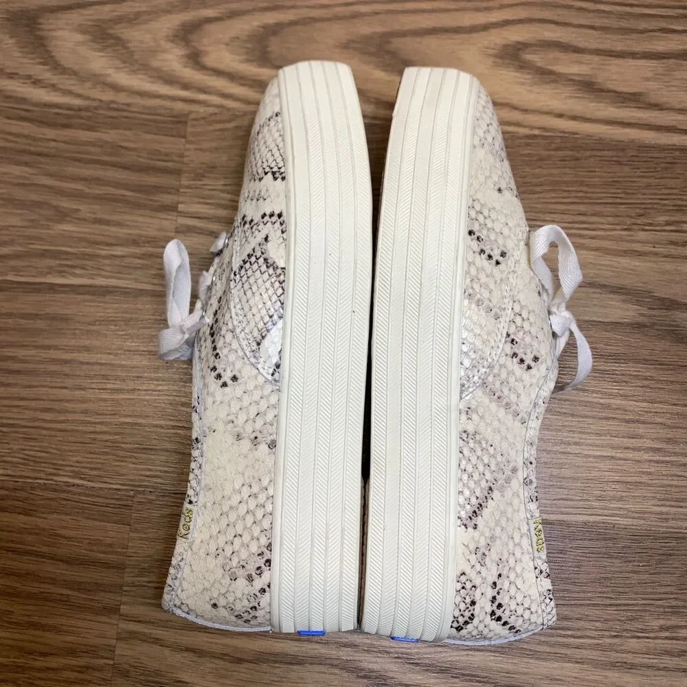 Keds Womens Triple Kick Sneakers Platform Shoes Snake Print Leather Lace Up 7‎